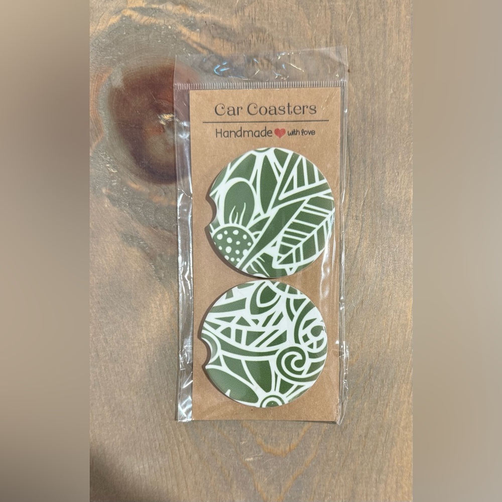 Ceramic Mandala Car Coasters - Set of Two - Custom Made!